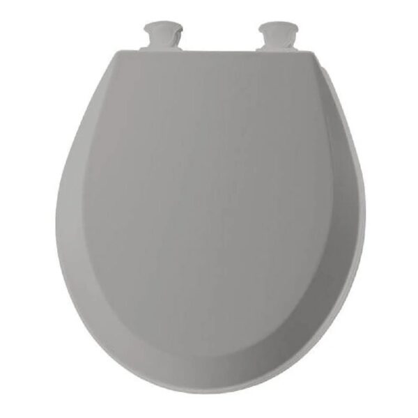 Round Enameled Wood Toilet Seat in White with Easy·Clean Hinge