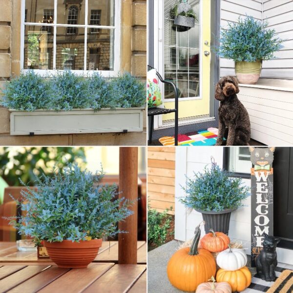 RECUTMS 20 Bundles Outdoor Artificial Plant UV Resistant Fake Plants, Faux Plastic Greenery for Indoor Outside Hanging Plants Garden Porch Window(White)