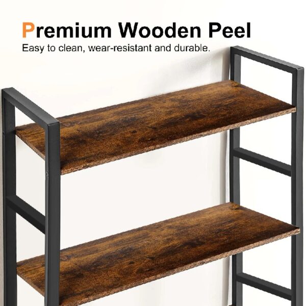 3 Tier Bookshelf, Industrial Small Bookcase Storage Organizer for Living Room, Bedroom