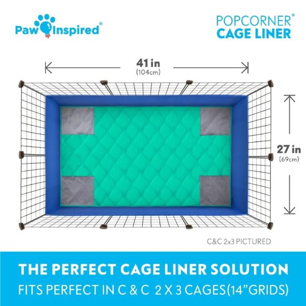 Paw Inspired PopCorner Guinea Pig Fleece Cage Liners for Midwest and C&C | Fleece Bedding for Guinea Pigs, Ferrets, Rabbits, Hamsters, Small Animals | Reinforced Corners Pee Pads (C&C 2x3, Green)