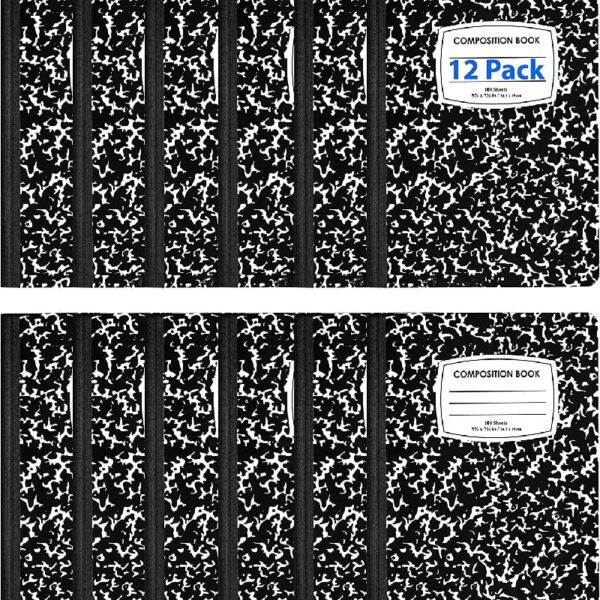 Composition Notebooks, College Ruled Composition Notebook, Hard Cover Marble Composition Notebook, 100 sheets, 200 Pages 12, College Ruled