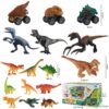 KiddiTouch Dinosaur Toy for Kids 3-5 5-7, Dinosaur Truck Carrier Car, Monster Truck with Dinosaur Toys for Boys, Dino Transport Cars Playset Gift(Tyrannosaur) for Boys