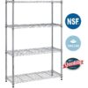 4 Shelf Wire Shelving Unit Garage NSF Wire Shelf Metal Storage Shelves Heavy Duty Height Adjustable for 1000 lbs Capacity Black