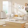 Nightstand,Vertical Dresser with Fabric Chest of Drawers & Storage for Bedroom,Living Room,White