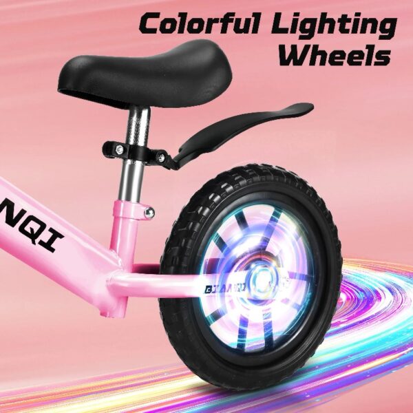 Kid Balance Bike, 12'' Toddlers Training Bicycle for 2-5 Years Old Boys Girls, Lightweight with Lighting up Wheels, Bule