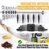17 Pieces Measuring Cups and Magnetic Measuring Spoons Set Stainless Steel, 8 Measure Cups with Silicone Handle and 8 Double Sided Magnetic Measure Spoons & 1 Leveler