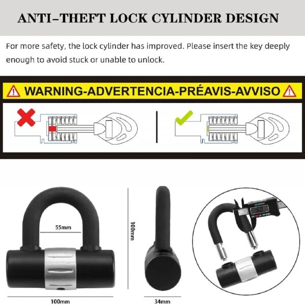 Motorcycle Lock Chain Locks Heavy Duty 3ft Long, Cut Proof 0.4 inch Thick Colorful Square Chains with 4 Keys 16mm U Lock for Motorcycles, Bike, Generator, Gates