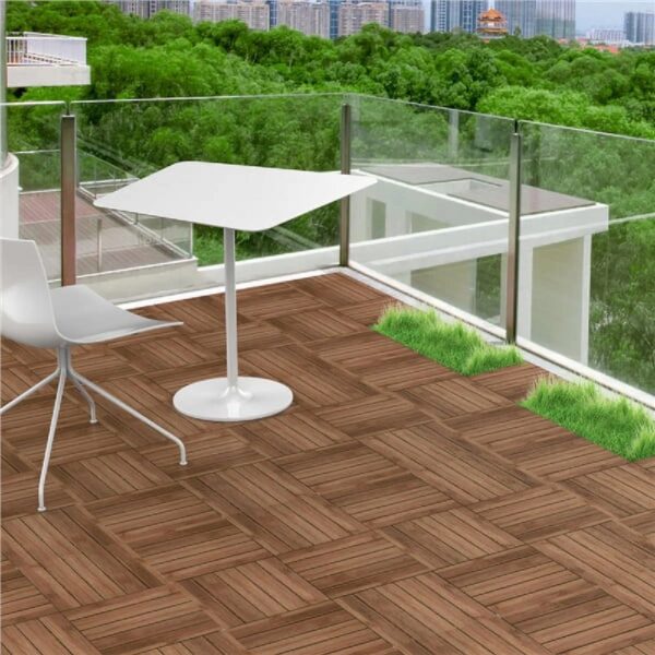 12'' x 12'' Fir Wood Flooring Tiles 11sq ft Coverage Area, 11 Pieces, Brown