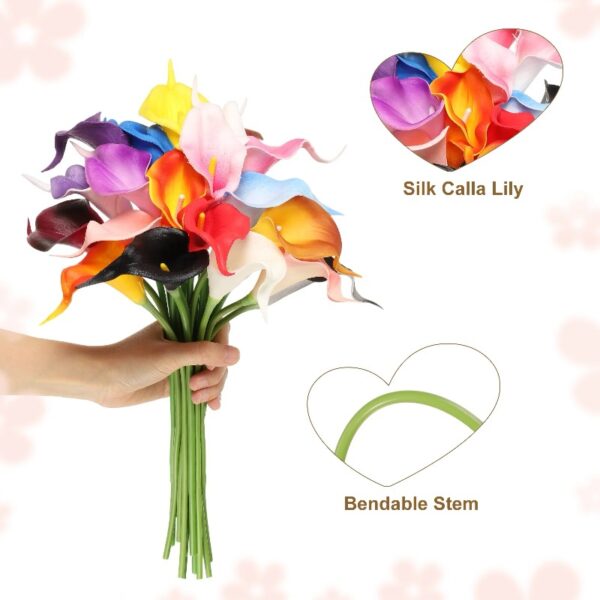 20pcs Artificial Calla Lily Fake Silk Flowers Bouquet Real Touch for Home Garden Wedding Party Decoration, Dark Gray