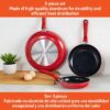 Nonstick Ceramic Cookware Set 3-Piece 7in/9in/11in, with Stay-Cool Handles, Aluminum, Red