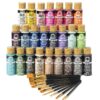 FolkArt Let's Paint Live Acrylic Craft Paint and Paintbrush Set, 34 Pieces