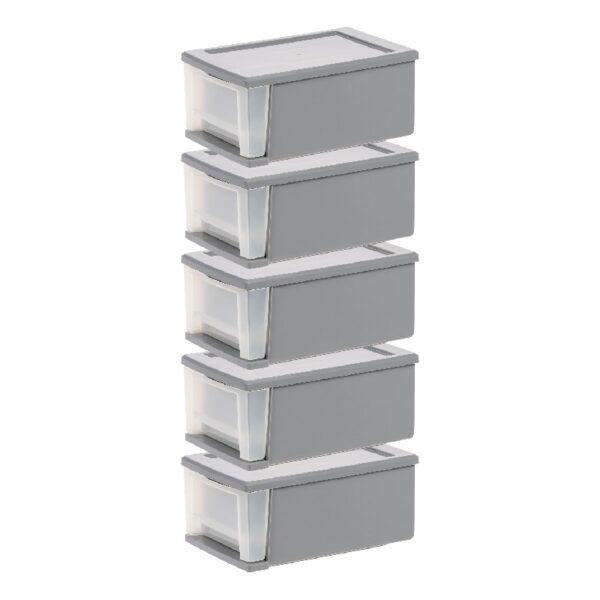 7 Qt Small Plastic Drawers, Under Bed Storage Bins, Stackable, Modular 5Pk
