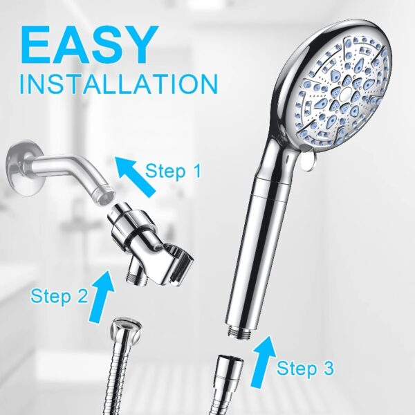 9 Setting Handheld Shower Head,High Pressure Shower Head with Filter,Silver