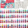 IDIY Fabric Paints, Set of 60 Colors - Bright 3D Fabric Paint - Includes Glitter, Metallic, Glow, Neon, 5 Stencils, 3 Brushes, Non-Toxic Water-Based and Permanent Puffy Effects - Craft, Gift
