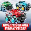 Joyfy 3PCS Monster Friction-Powered Truck Toy, Friction Powered Toy Truck with Flashing LED Wheel, Best Birthday Gift for Boys Girls