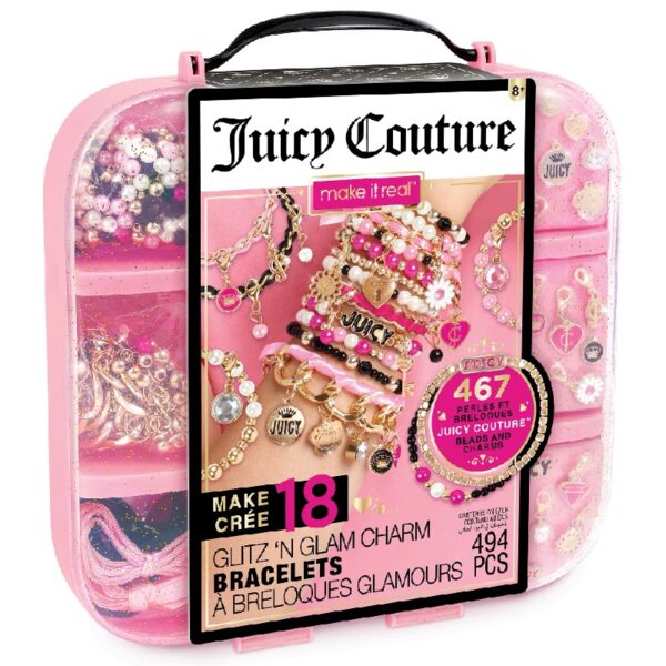 Juicy Couture: Glitz ‘N Glam Charm Bracelets - 494pc DIY Kit, Design & Create 18 Cord & Ribbon Bracelets, Bead Jewelry, Storage Case, Girls & Kids 8+