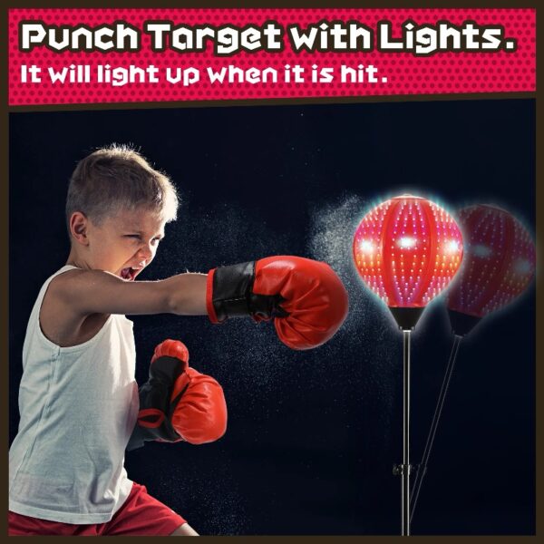 Punching Bag with Boxing Gloves Boxing Bag for Kids Boxing Toy with Adjustable Stand for Boys and Girls Color Black and Red