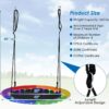 40” Tree Swing with LED Lights for Kids Adults, Indoor Outdoor Flying Saucer Swing with Adjustable Multi-Strand Hanging Ropes for Tree, Backyard, Playground ,Colorful