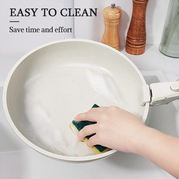 5Pcs Ceramic Pots and Pans Set Nonstick Cookware Sets Removable Handle Kitchen,Oven Safe, Induction Ready