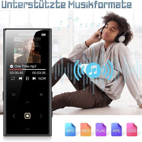 D22 Portable MP3 Player/Black 32GB FM 1.8''/Touch Button/5.0 Bluetooth/Multilingual