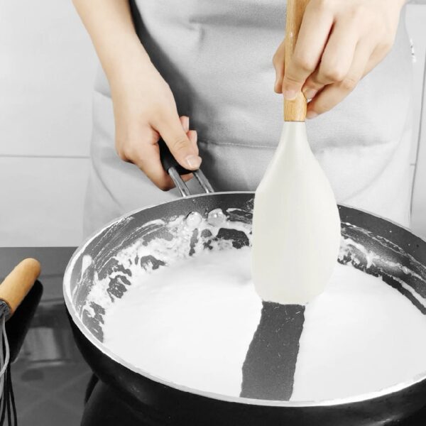 oannao Silicone Cooking Utensils Set - 446°F Heat Resistant Silicone Kitchen Utensils for Cooking,Kitchen Utensil Spatula Set w Wooden Handles,Holder, BPA FREE Gadgets for Non-Stick Cookware (Khaki)