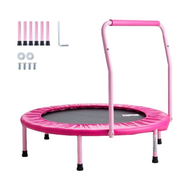 36-Inch Children's Trampoline, Indoor and Outdoor 3FT Compact Trampoline, Collapsible Trampoline with Support Bar, Bouncing Trampoline for Youngsters, Ideal 3+ Year Old Kids' Birthday Present