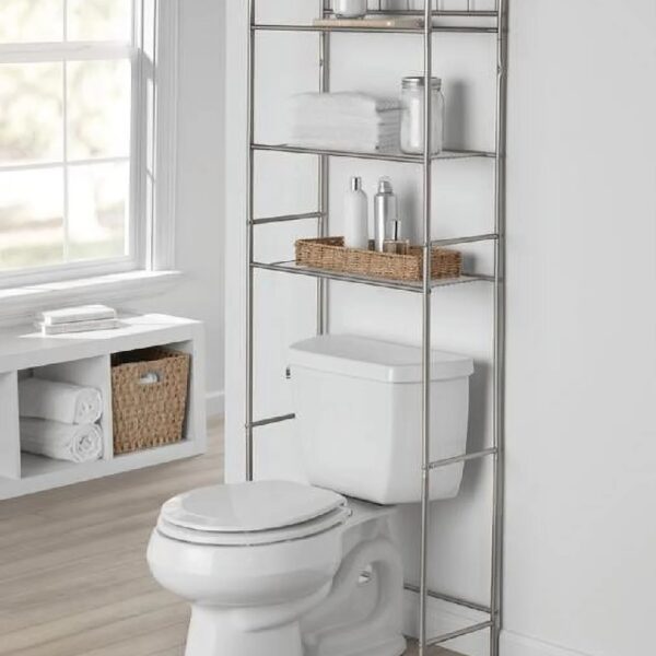 3-Shelf over the Toilet Steel Wall Mount Storage Shelf Unit, Black, Holds up to 30 lb Capacity