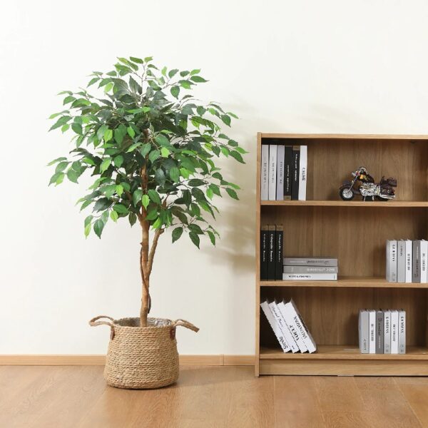 DR.Planzen 5 feet Artificial Ficus Tree, Tall Lifelike Greenery with Natural Wood Trunk for Living Room, office floor and corner decor