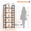 5 Tier Bookcase, Bookshelf Storage Wall Shelf Organizer Display StandBook Shelf, Corner Storage Organizer, Black