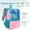 Wildkin Kids Pack-It-All 15 Inch School & Travel Backpack in Pink for Girls, Front strap for attaching Wildkin's Clip-in Lunchbox, Generously sized exterior front pocket (Mermaid Undercover)