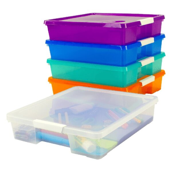 Storex 12x12 Stack & Store Box, Assorted Colors, Case of 5