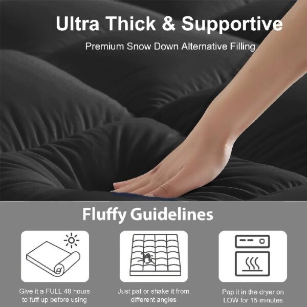 Extra Thick Queen Mattress Topper, Pillow top Mattress Pad for Deep Sleep, White
