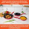 Nonstick Ceramic Cookware Set 3-Piece 7in/9in/11in, with Stay-Cool Handles, Aluminum, Red