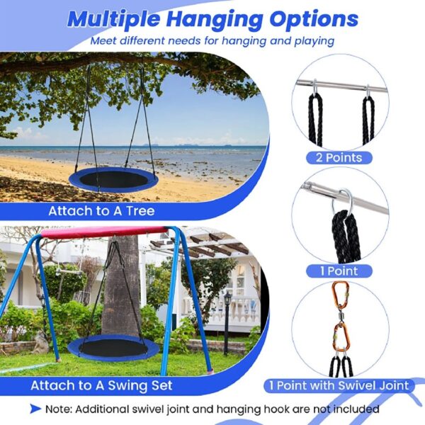 Outdoor Swing, Hanging Swing Bench Chair, 40 Inches Saucer Tree Swing for Kids and Adults-Navy