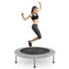36 Inch Mini Folding Trampoline Portable Recreational Fitness Rebounder, Foldable Mini Trampoline, Fitness Rebounder for Indoor Garden-Silver