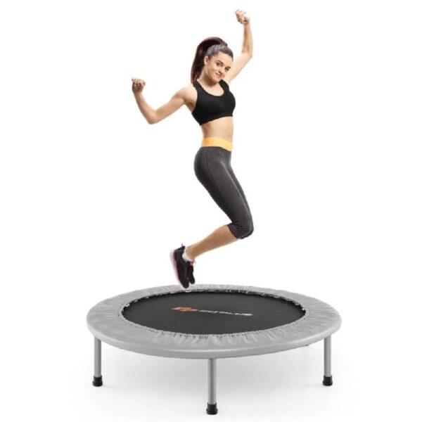 36 Inch Mini Folding Trampoline Portable Recreational Fitness Rebounder, Foldable Mini Trampoline, Fitness Rebounder for Indoor Garden-Silver