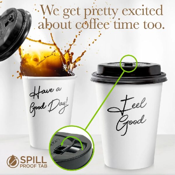 Disposable Coffee Cups with Lids 12 oz, 100 Count, To Go Coffee Cups for Hot Beverages