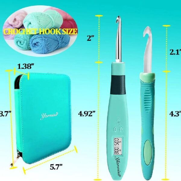 Yarniss Crochet Hooks Set with Digital Counter, 17 Sizes Light Up Crochet Hooks 2.5mm-14.0mm