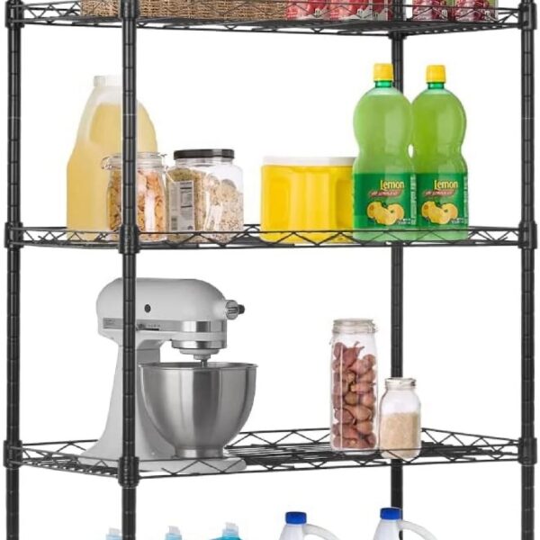 Adjustable Storage Shelves Metal Storage Shelf(Black, 21.5L x 11.6W x 47.6H) 750 pounds