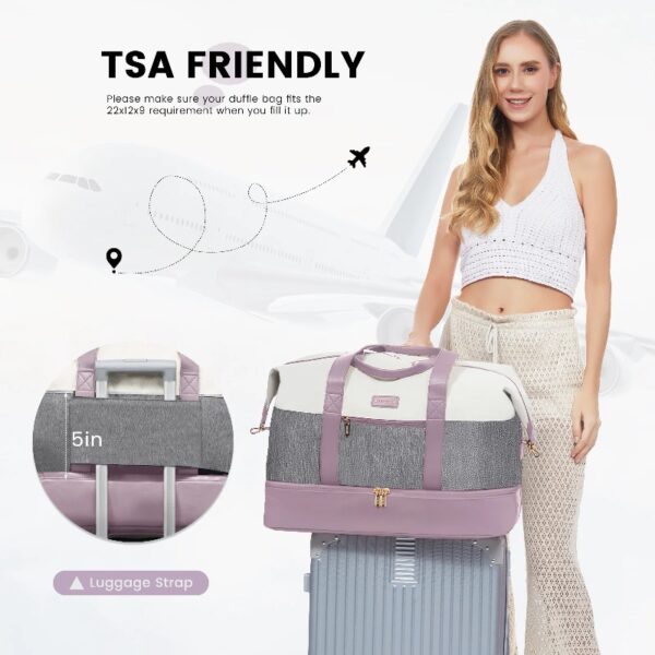 Travel Duffel Bag for Women, Large Weekender Overnight Bag, Carry-on Gym Bag with Separate Shoes Compartment, Mom Hospital Bags for Labor and Delivery with 2 Packing Cubes