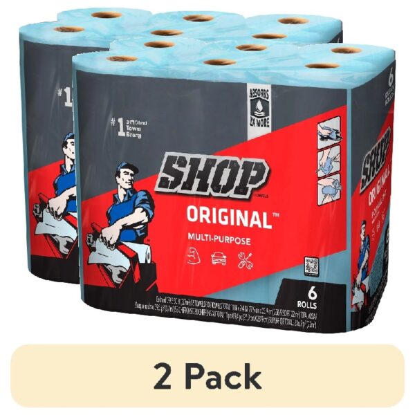 (2 pack) Shop Towels, 6 Rolls, 55 Sheets Per Roll