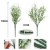 RECUTMS 20 Bundles Outdoor Artificial Plant UV Resistant Fake Plants, Faux Plastic Greenery for Indoor Outside Hanging Plants Garden Porch Window(White)