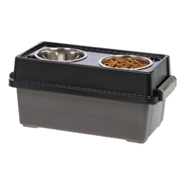 IRIS USA 13Lbs/12qt Medium Elevated Dog Food Bowl with Airtight Pet Food Storage Container, Black