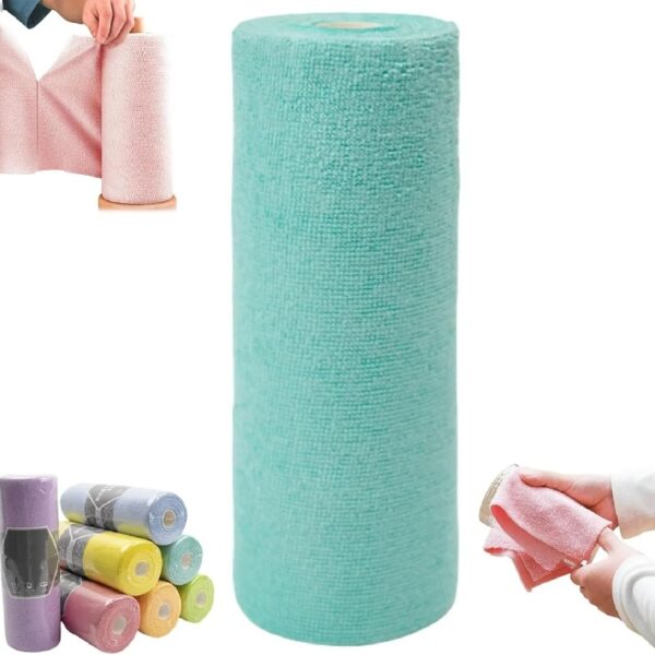 Reusable Microfiber Paper Towels Roll, Beneathk Microfiber Paper Towels Roll, Reusable Paper Towels Washable Roll, Scratch Free, Ultra Absorbent Dish Rags for Kitchen, Car, Dishes (Gray)