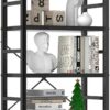 5 Tier Bookcase, Bookshelf Storage Wall Shelf Organizer Display StandBook Shelf, Corner Storage Organizer, Black