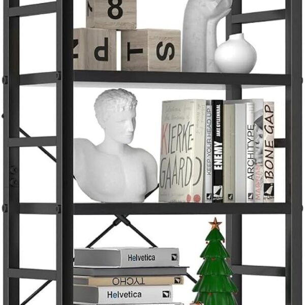 5 Tier Bookcase, Bookshelf Storage Wall Shelf Organizer Display StandBook Shelf, Corner Storage Organizer, Black