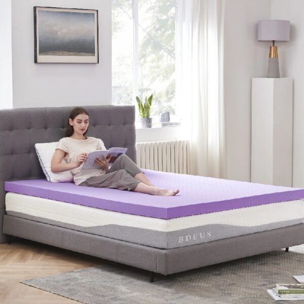 2 Inch Gel Memory Foam Mattress Topper Ventilated Soft Mattress Pad, Bed Topper, CertiPUR-US Certified, Twin Size, Purple