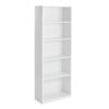 5-Shelf Bookcase with Adjustable Shelves, White