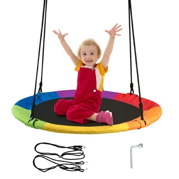 Outdoor Swing, Hanging Swing Bench Chair, 40 Inch Flying Saucer Tree Swing Outdoor Play for Kids