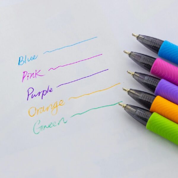BAZIC Optima 5-Color Oil Gel Fuse Tech Ink Retractable Pen, 0.7 mm, (5/Pack), 12-Pack